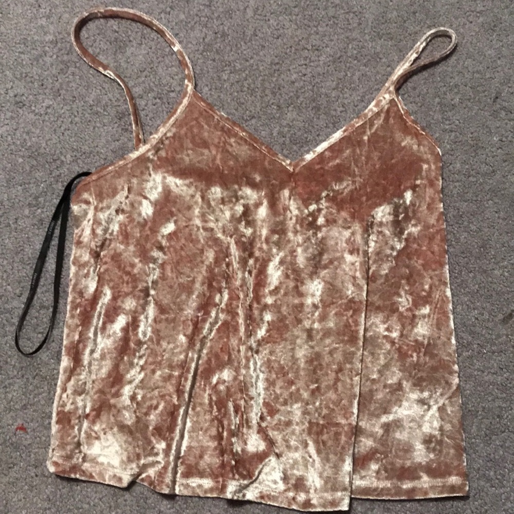 pink velvet cropped tank